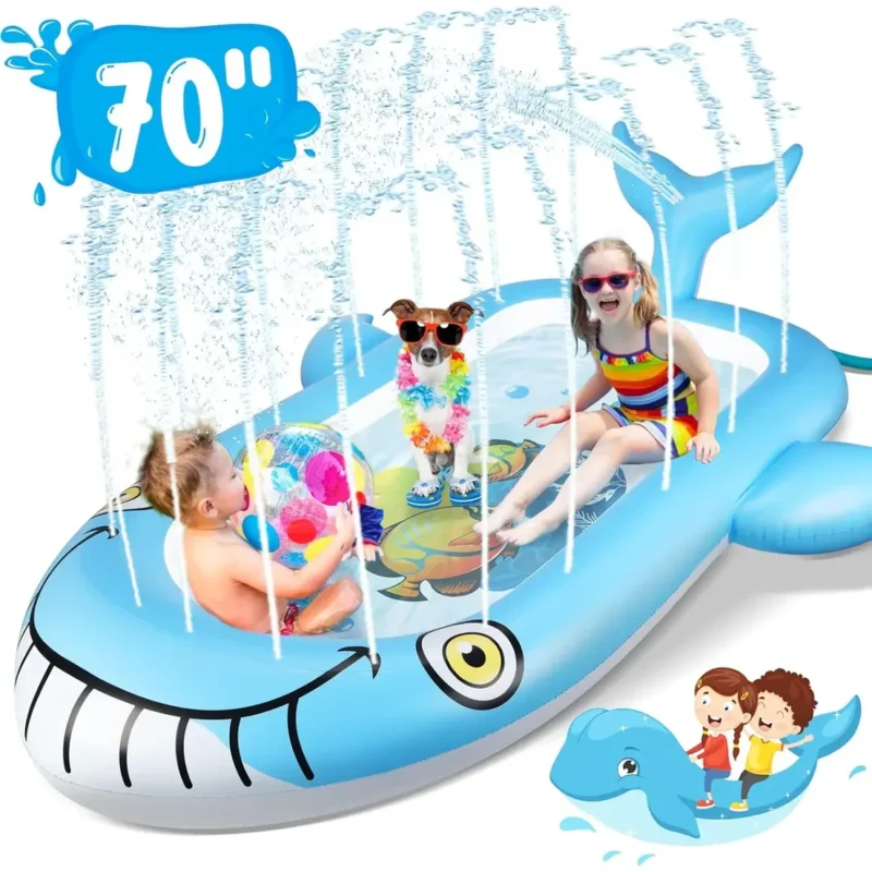 Piscina Inflable Ballena De 1.78m Con Rociadores Para Niños