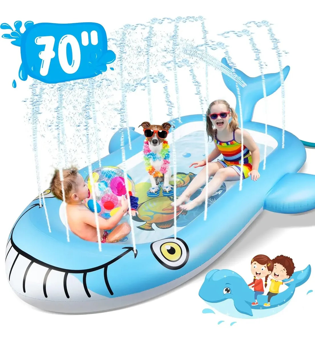 Piscina Inflable Ballena De 1.78m Con Rociadores Para Niños