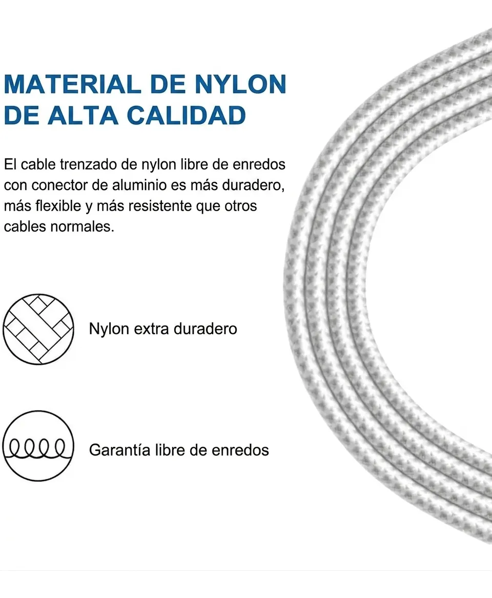 Cable Lightning Largo Para iPhone 3 Metros Con Certificado Mfi - Imagen 4