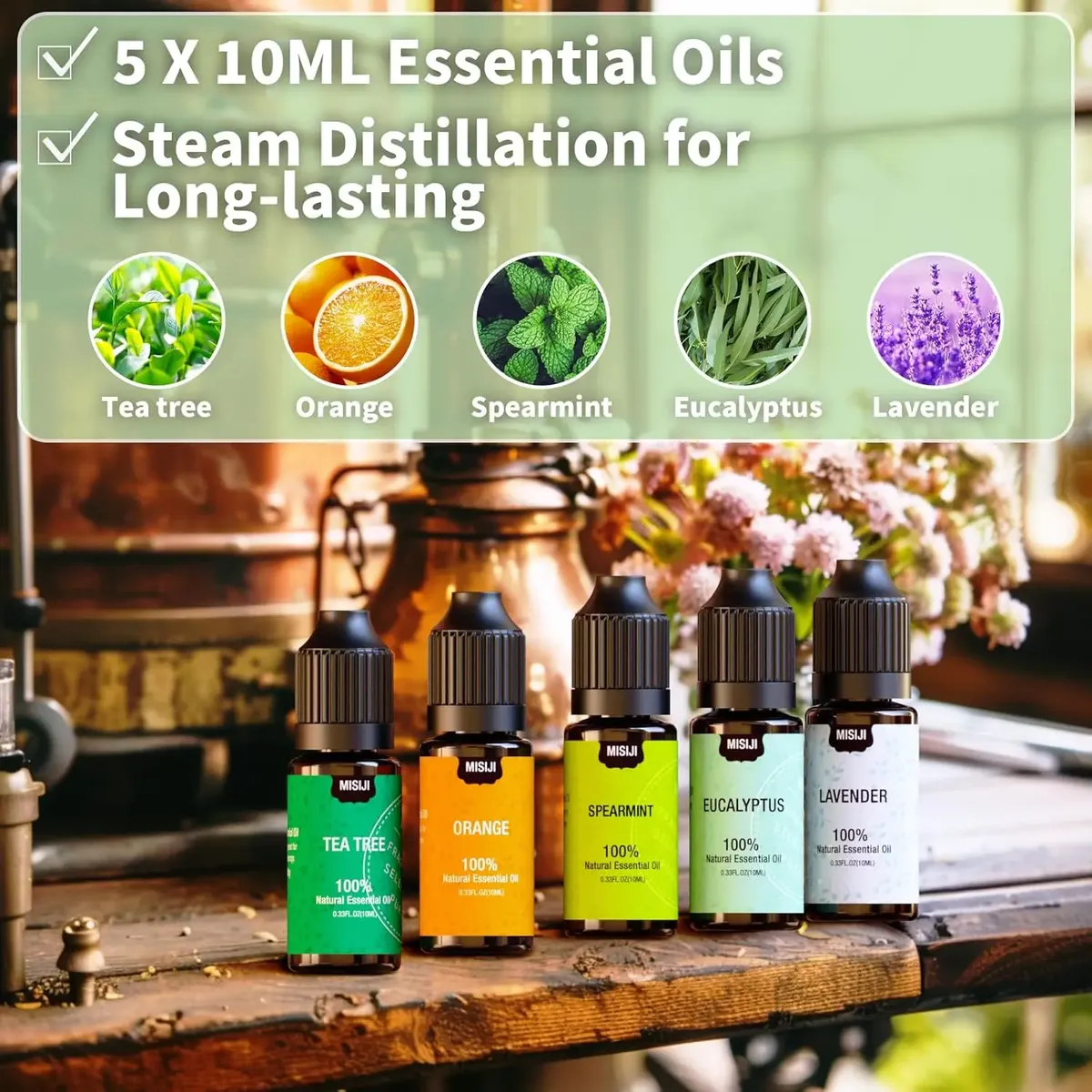 Kit De 5 Aceites Esenciales Para Aromaterapia 5 X 10 Ml - Imagen 3
