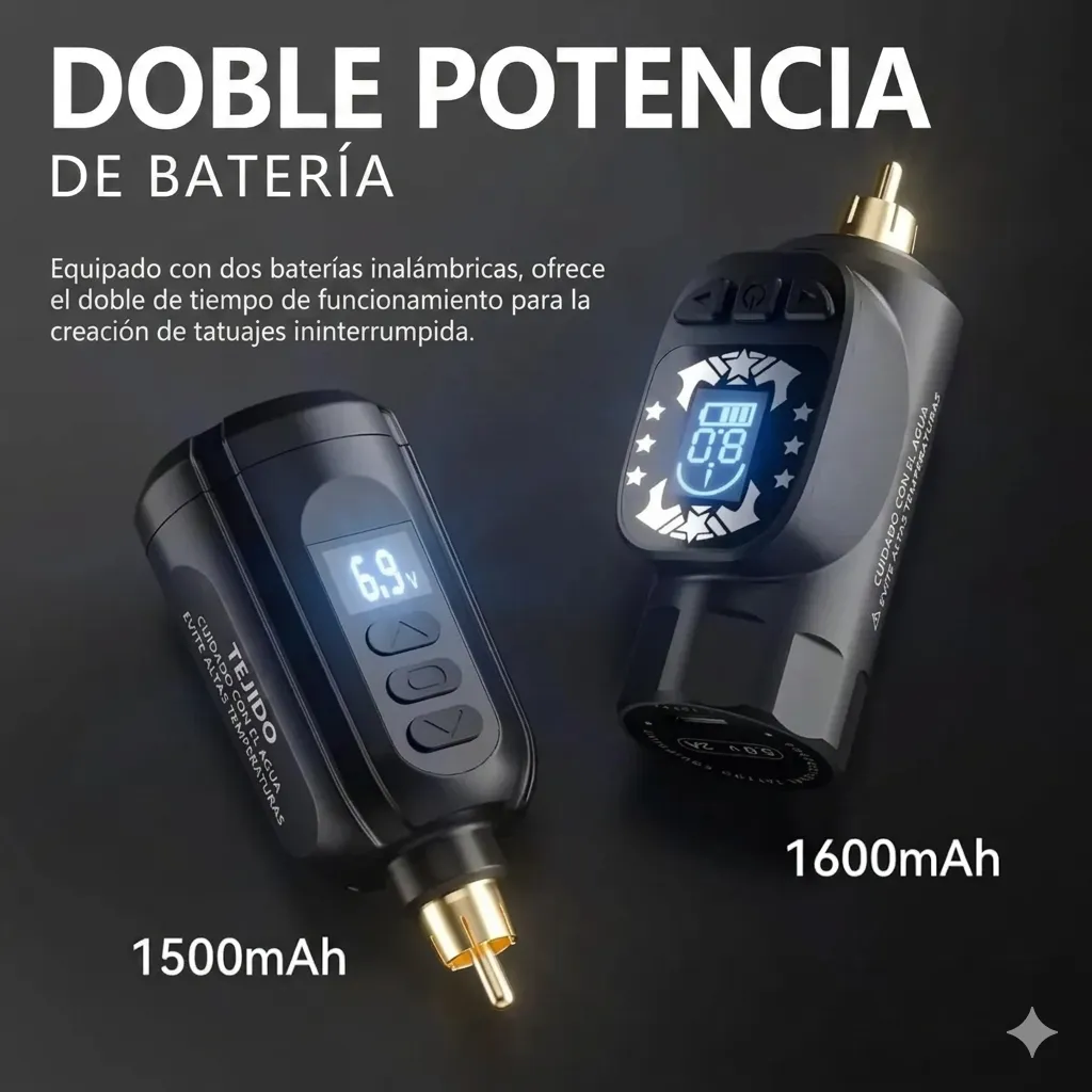 Kit De Pistola De Tatuaje Inalámbrica Pluma Con 2 Baterías - Imagen 3