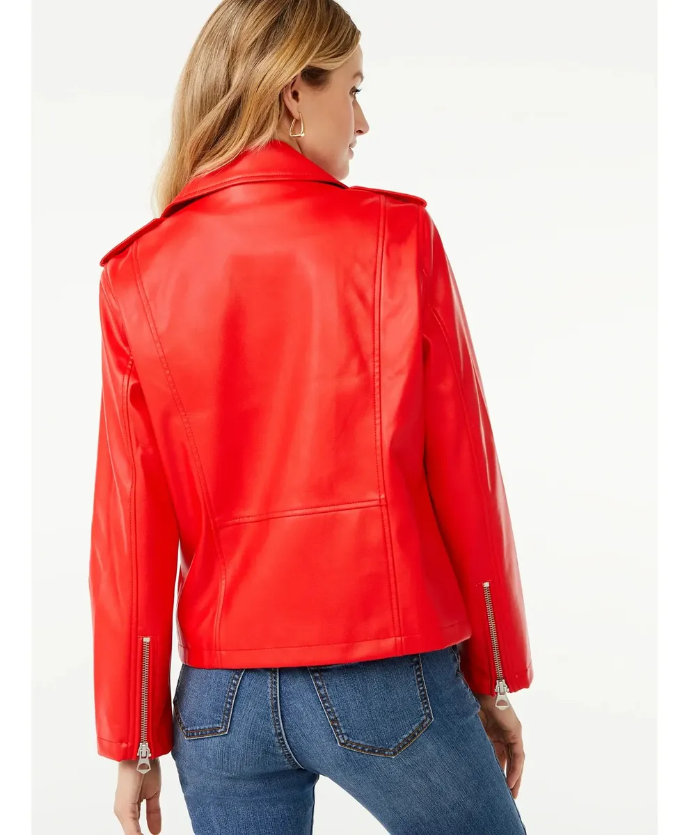 Chaqueta De Motociclista De Piel Sintética Para Mujer - Imagen 5