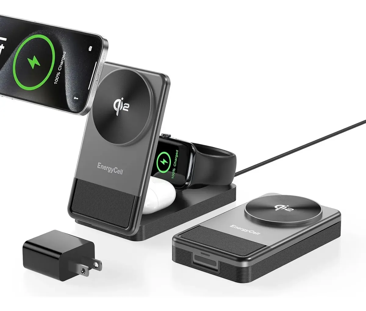 Estación De Carga Inalámbrica 15W Qi2 3 En 1 Para Apple - Energycell