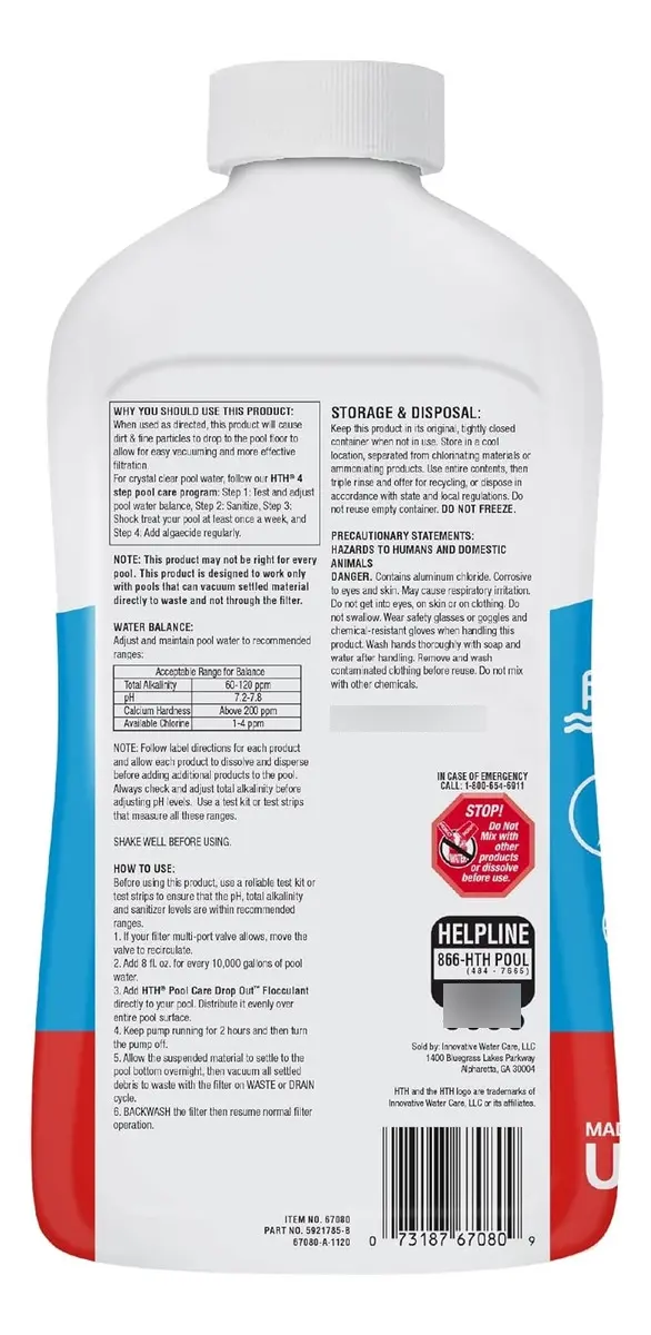 Floculante Para El Cuidado Y Aclaración De Piscinas HTH Usa 1lt - Imagen 2