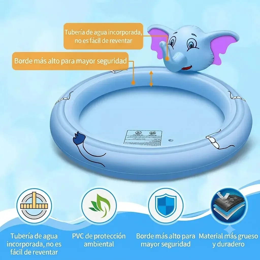 Piscina Inflable De Elefante Con Rociadores Para Niños - Imagen 3