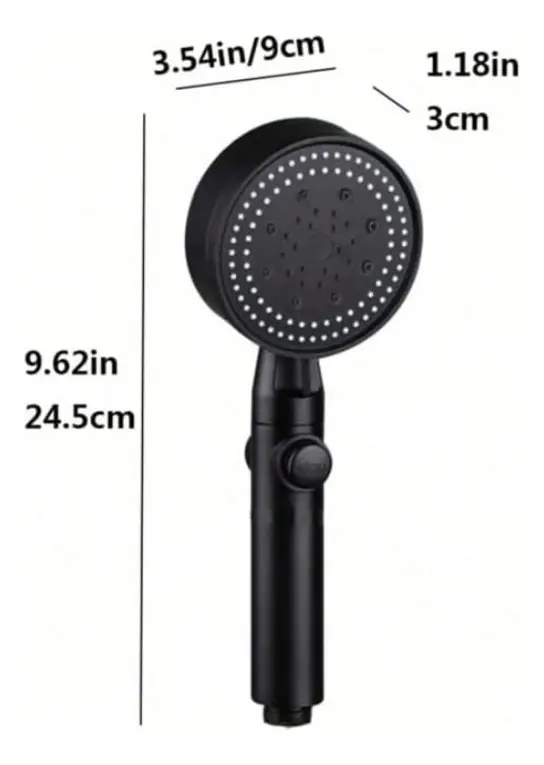 Cabezal De Ducha De Alta Presión 5 Modos Negro Mate - Imagen 3