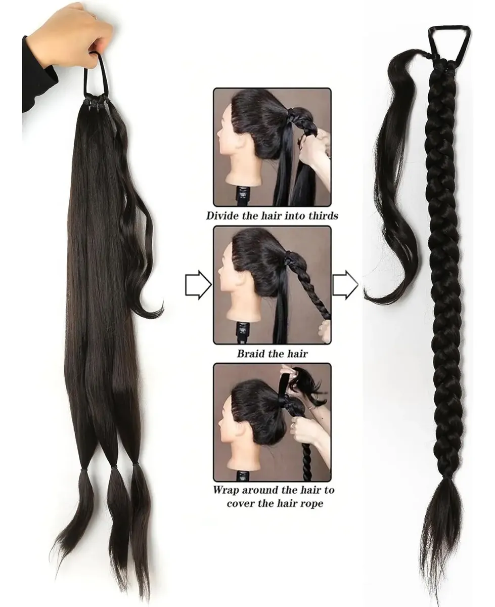 Extensión De Cabello Trenzado 3 En 1 Para Niñas Coleta 76cm - Imagen 4