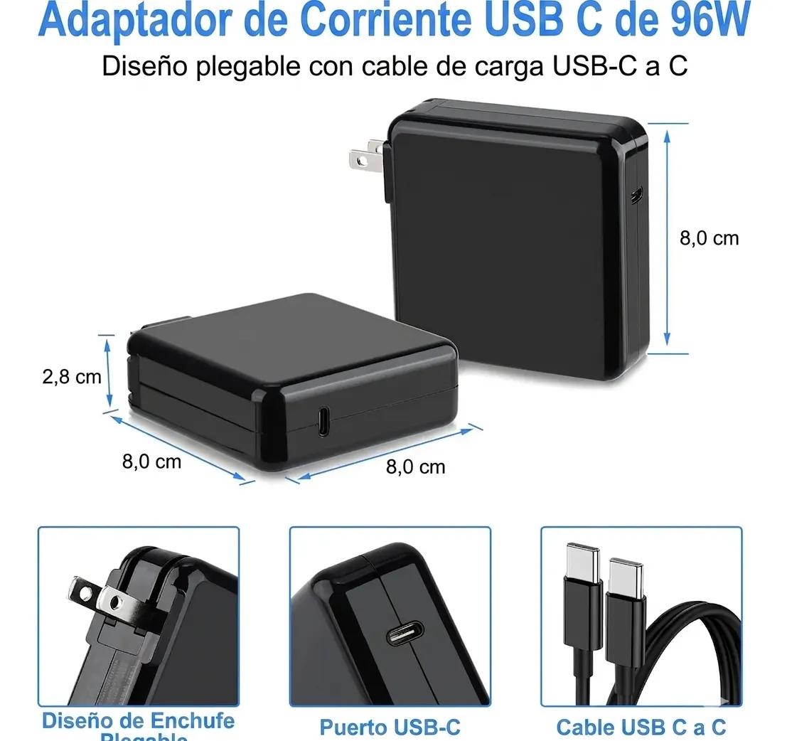 Cargador Usb C Para Laptop Portátil De 96 Watts - Imagen 5