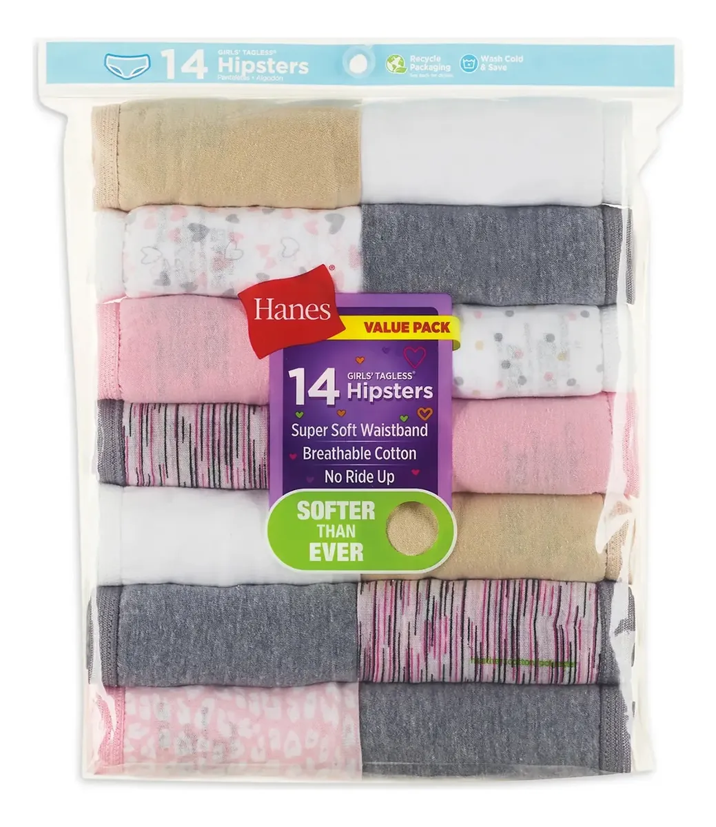 Pantaletas Panties Hanes Para Niñas Original Algodon 14 Pack - Imagen 2
