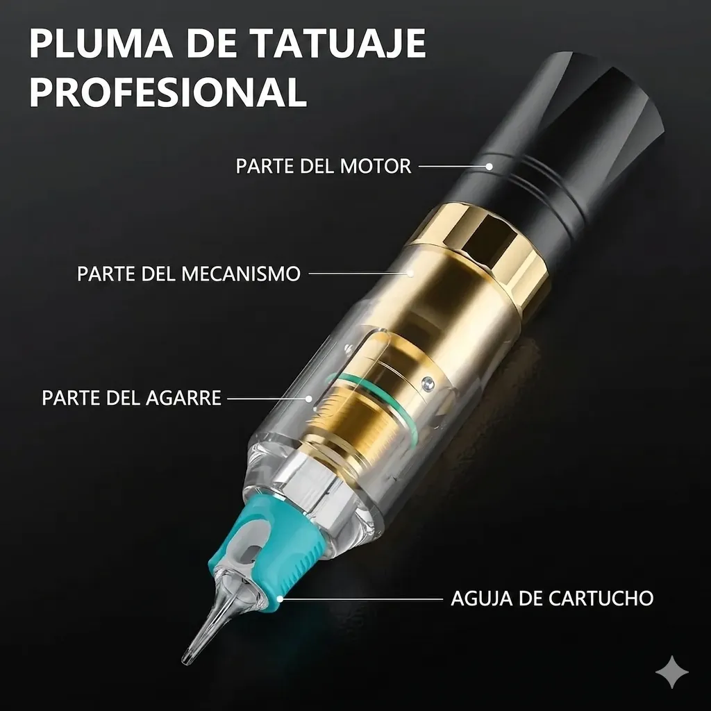 Kit De Pistola De Tatuaje Inalámbrica Pluma Con 2 Baterías - Imagen 4