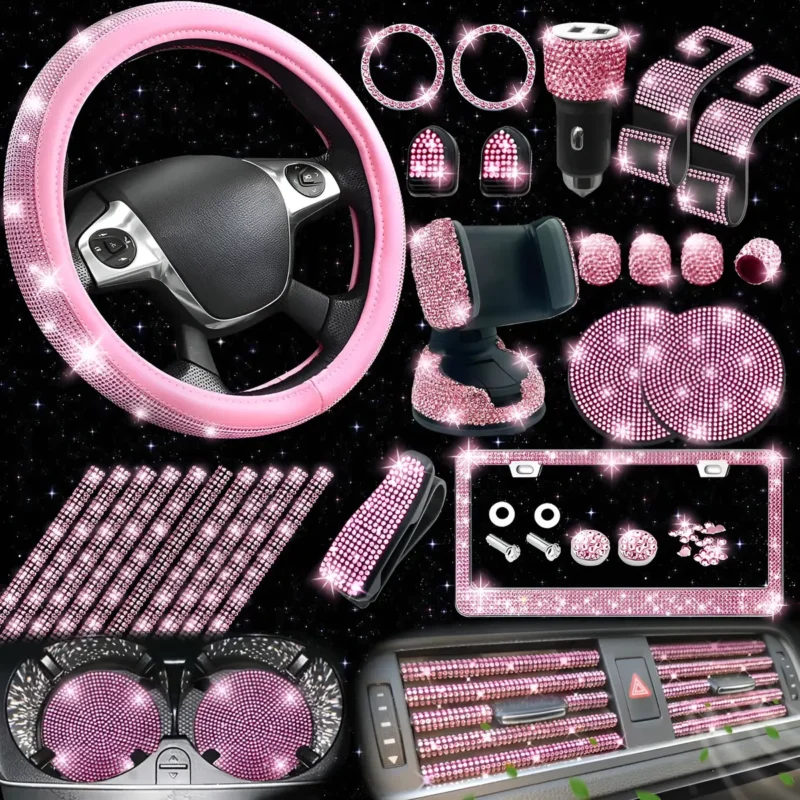 Set De 27 Accesorios Brillantes Para Carro Universal