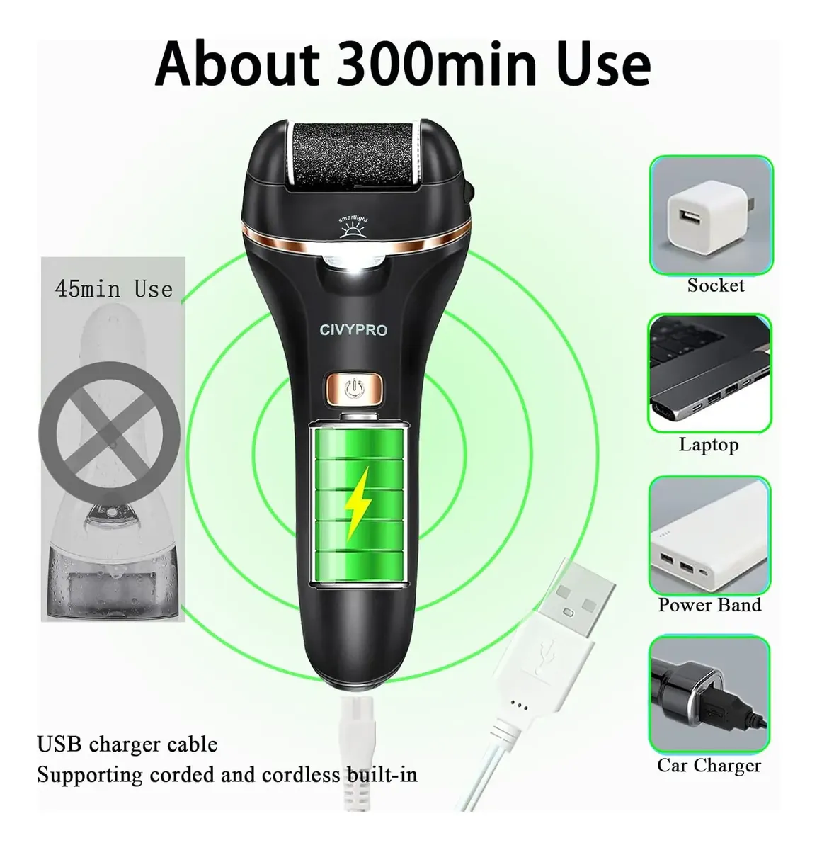 Removedor De Callos Profesional Eléctrico Para Pies Kit 13 En 1 De Pedicura Recargable - Imagen 2
