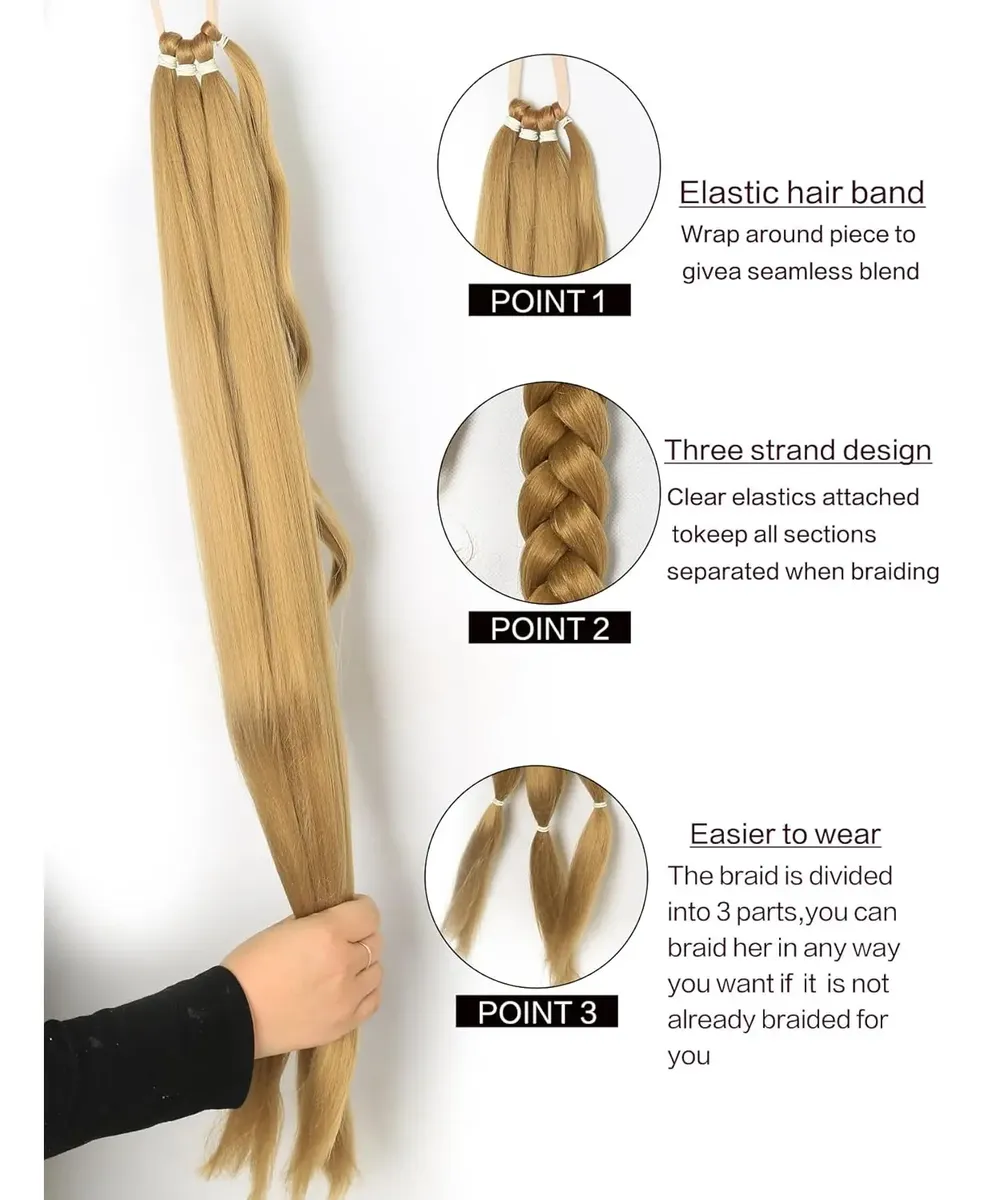 Extensión De Cabello Trenzado 3 En 1 Coleta Larga 76cm - Imagen 3