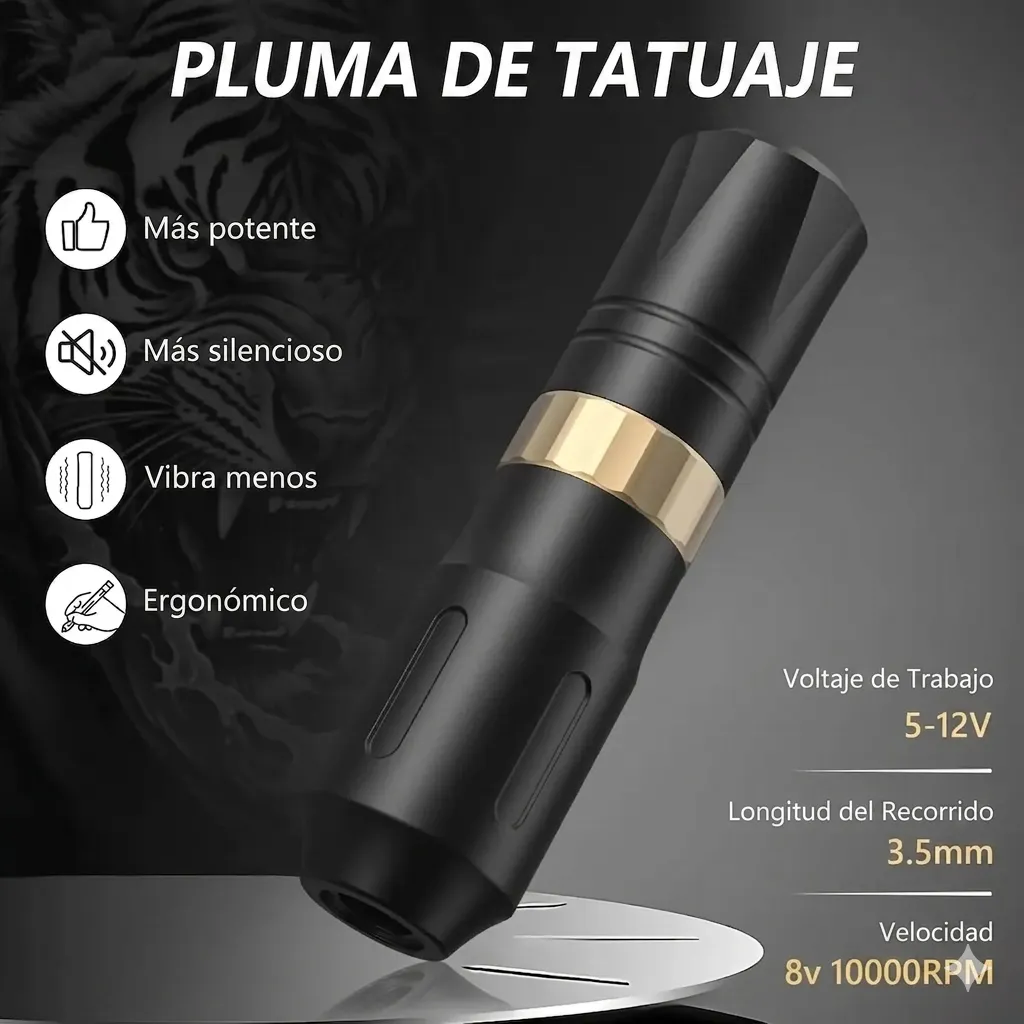 Kit De Pistola De Tatuaje Inalámbrica Pluma Con 2 Baterías - Imagen 2
