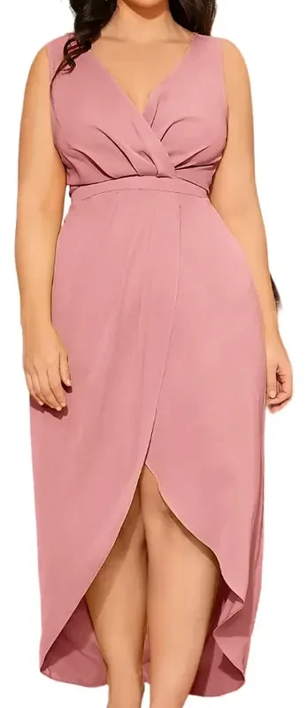 Vestido De Dama De Honor De Cuello Cruzado Bajo Tulipán