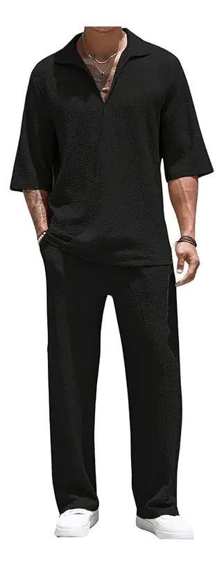 Conjunto De 2 Piezas Para Hombre Top Y Pantalones Largos