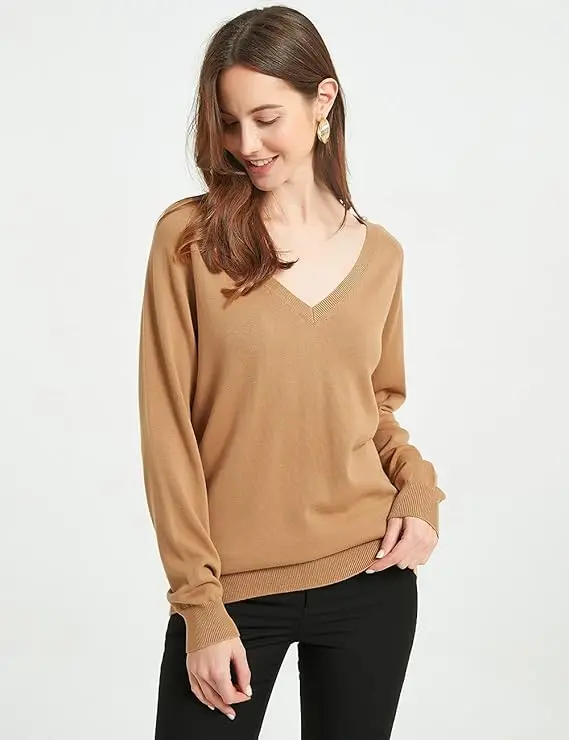 Suéter De Mujer 100% De Algodón Cuello V Manga Larga - Kallspin - Imagen 3