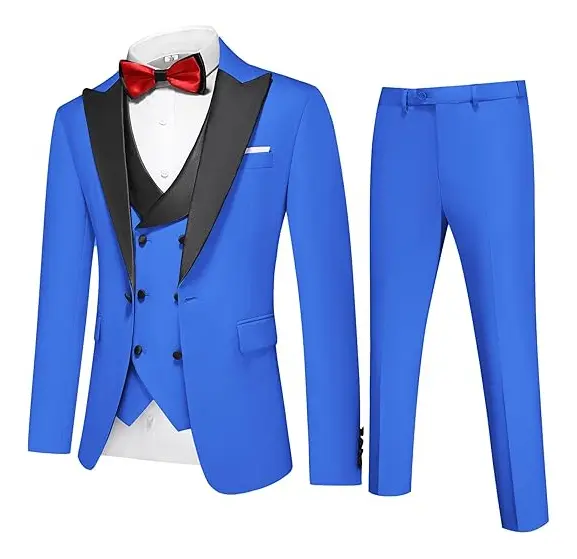 Traje De 3pc Ajustado Para Hombre Blazer Chaleco Y Pantalón