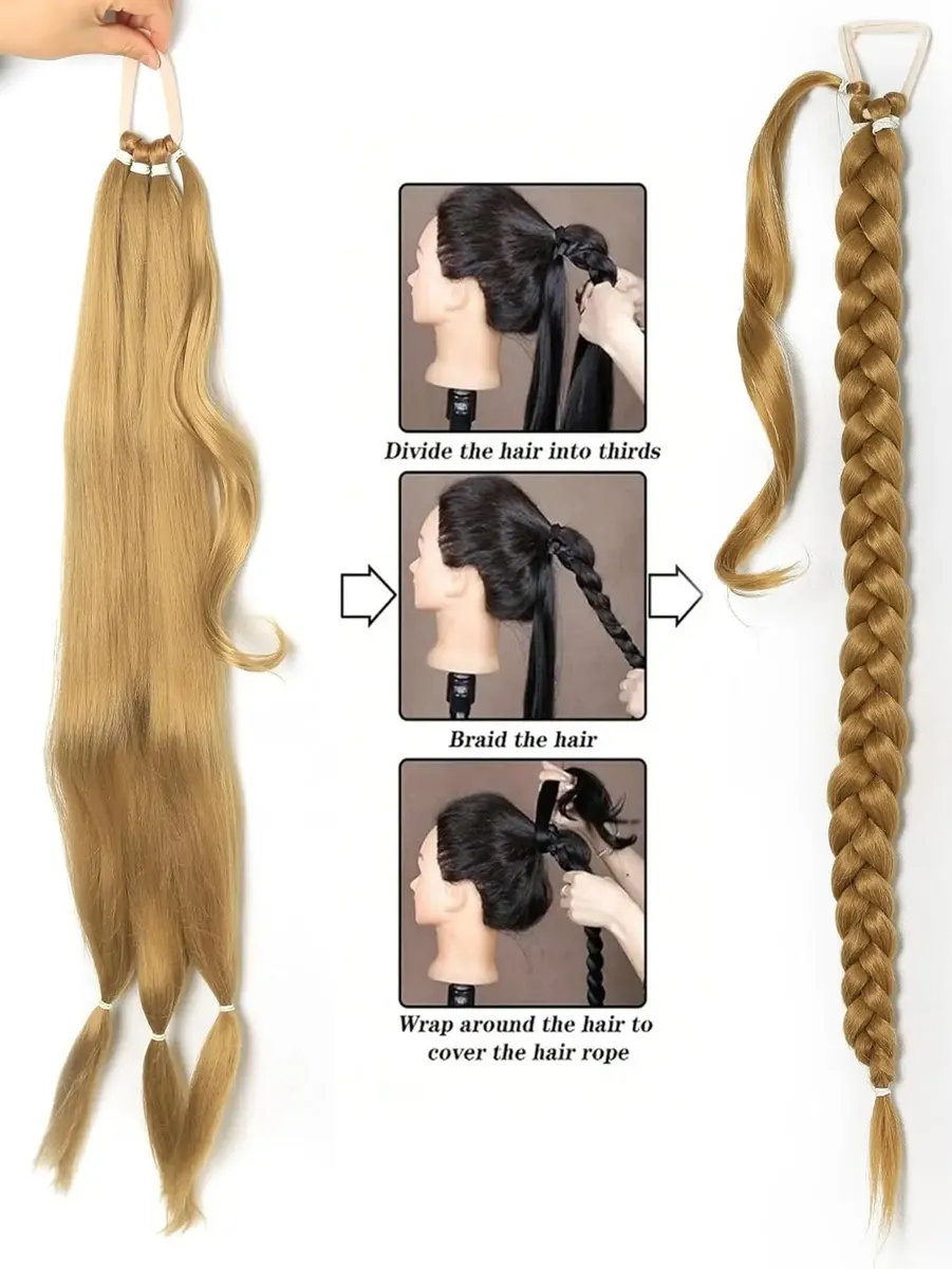 Extensión De Cabello Trenzado 3 En 1 Coleta Larga 76cm - Imagen 2