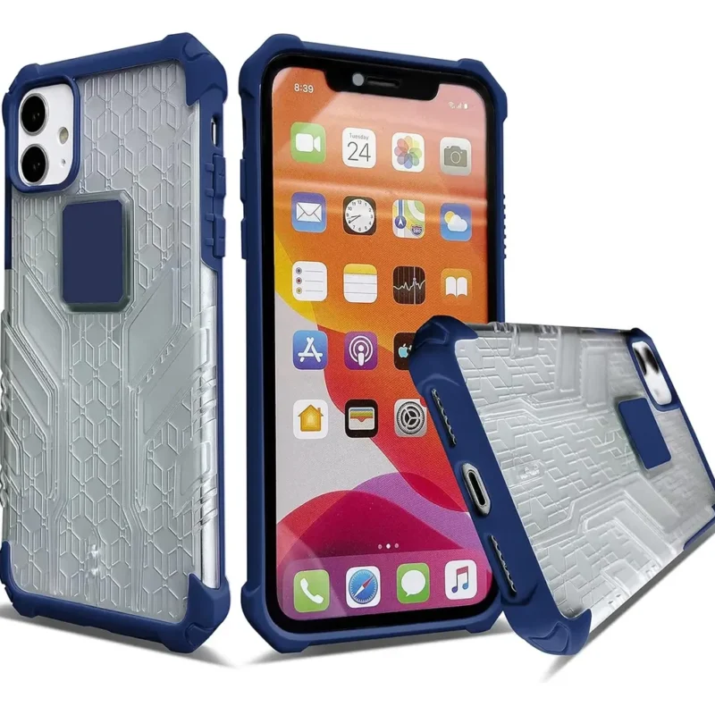 Forro Azul Para iPhone 11 Grado Militar Con Lámina Magnética