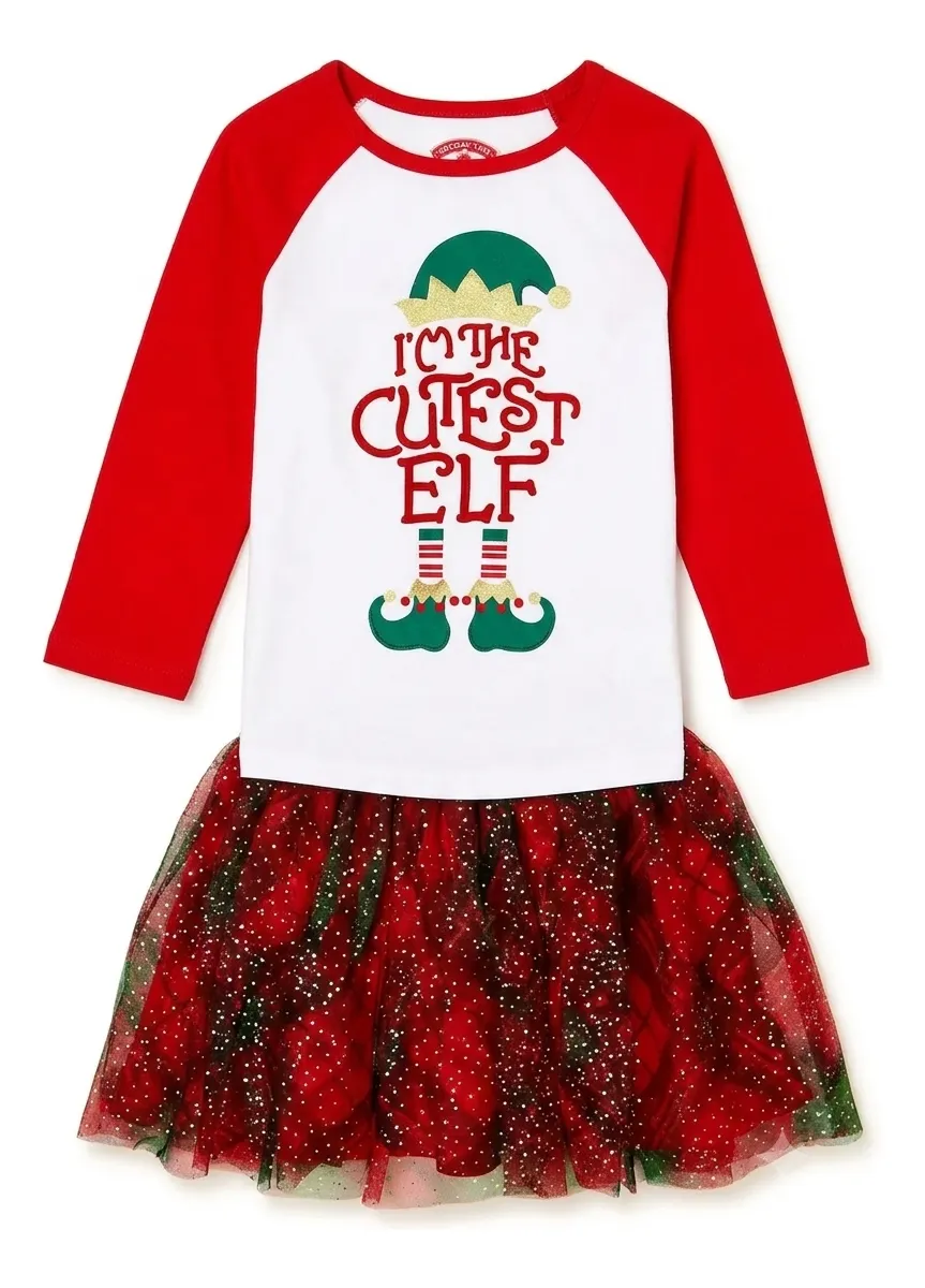 Pijama De Navidad Para Bebé Niña 6-9 Meses - I'm the Cutest Elf y Merry Christmas - Imagen 7