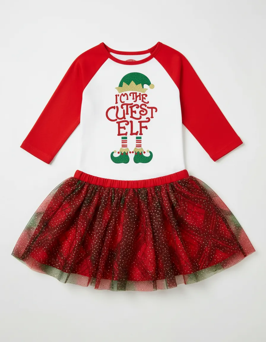 Pijama De Navidad Para Bebé Niña 6-9 Meses - I'm the Cutest Elf y Merry Christmas - Imagen 13