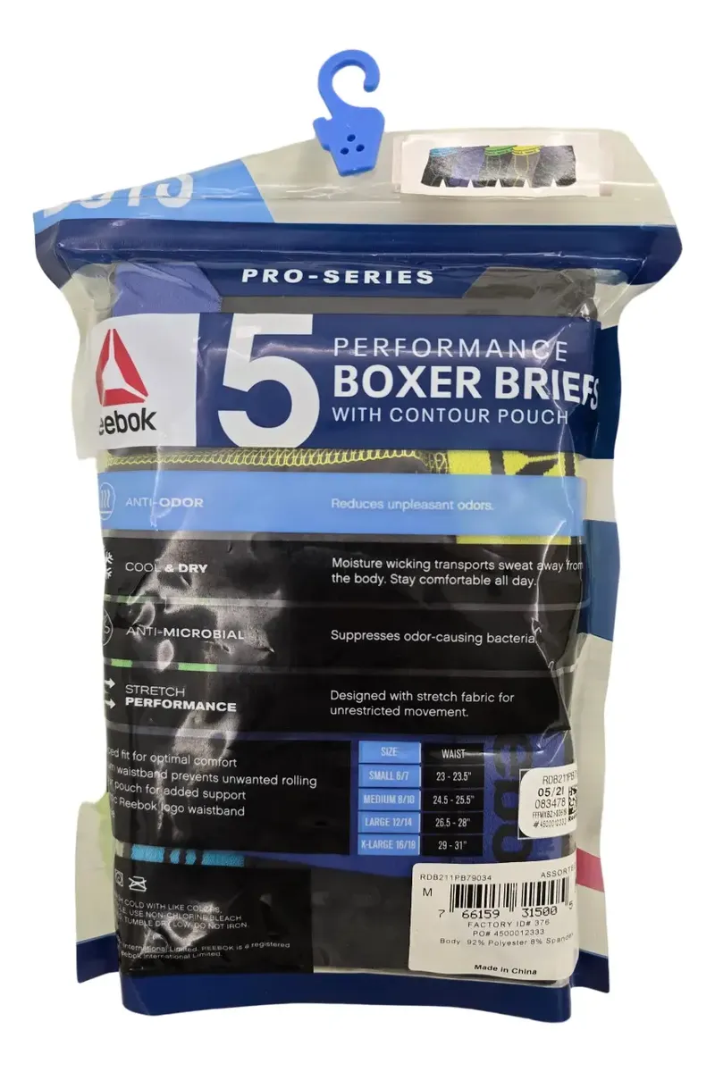 Bóxer Reebok Original Pro Para Niños Antiolor (5 Unidades) - Imagen 4
