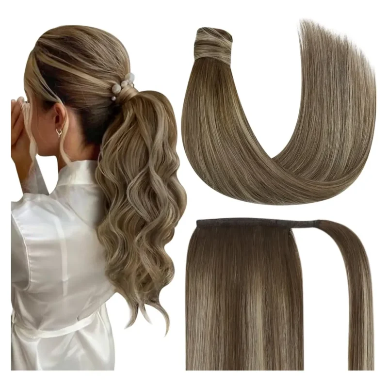 Extensión De Cola De Cabello Humano Con Degradado Marrón