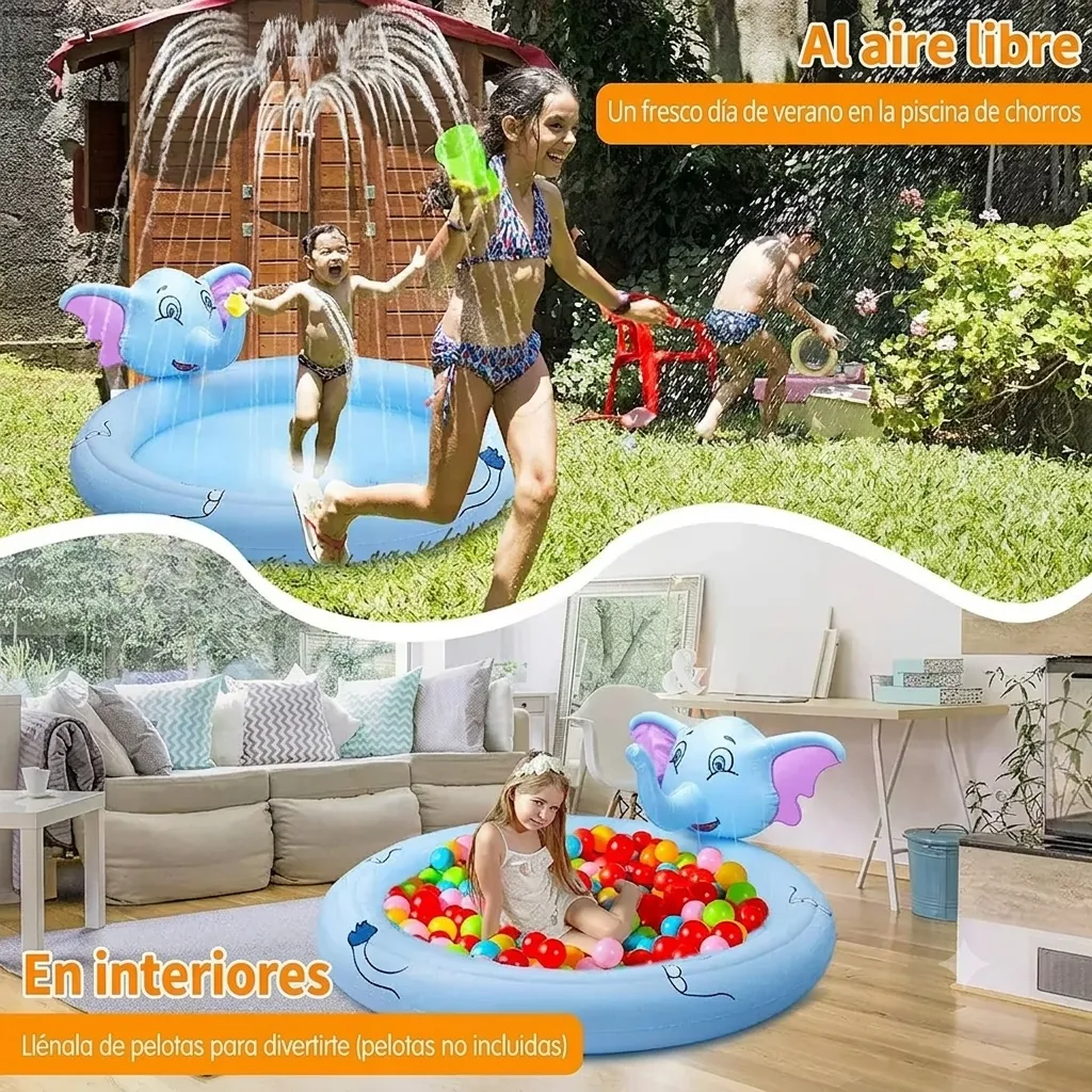 Piscina Inflable De Elefante Con Rociadores Para Niños - Imagen 4