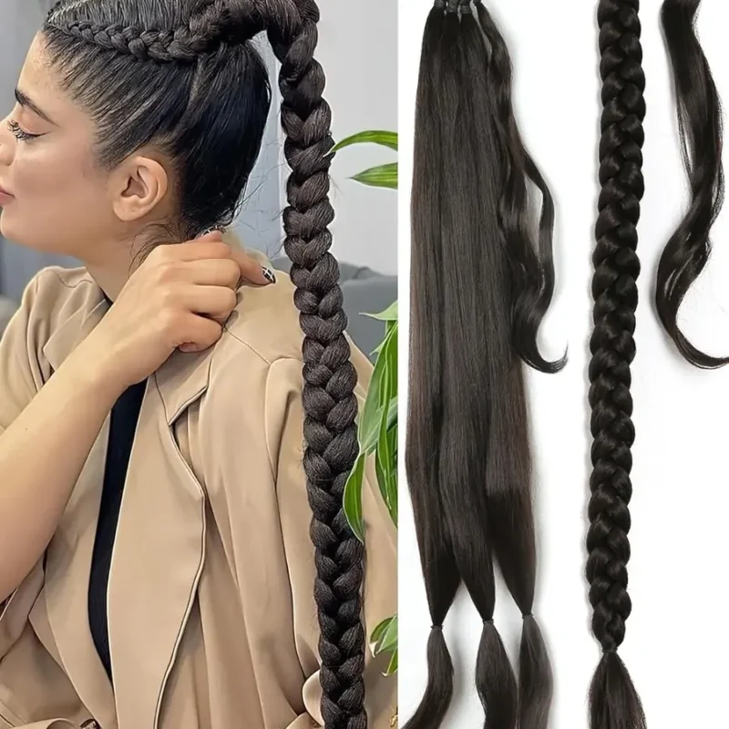 Extensión De Cabello Trenzado 3 En 1 Para Niñas Coleta 76cm