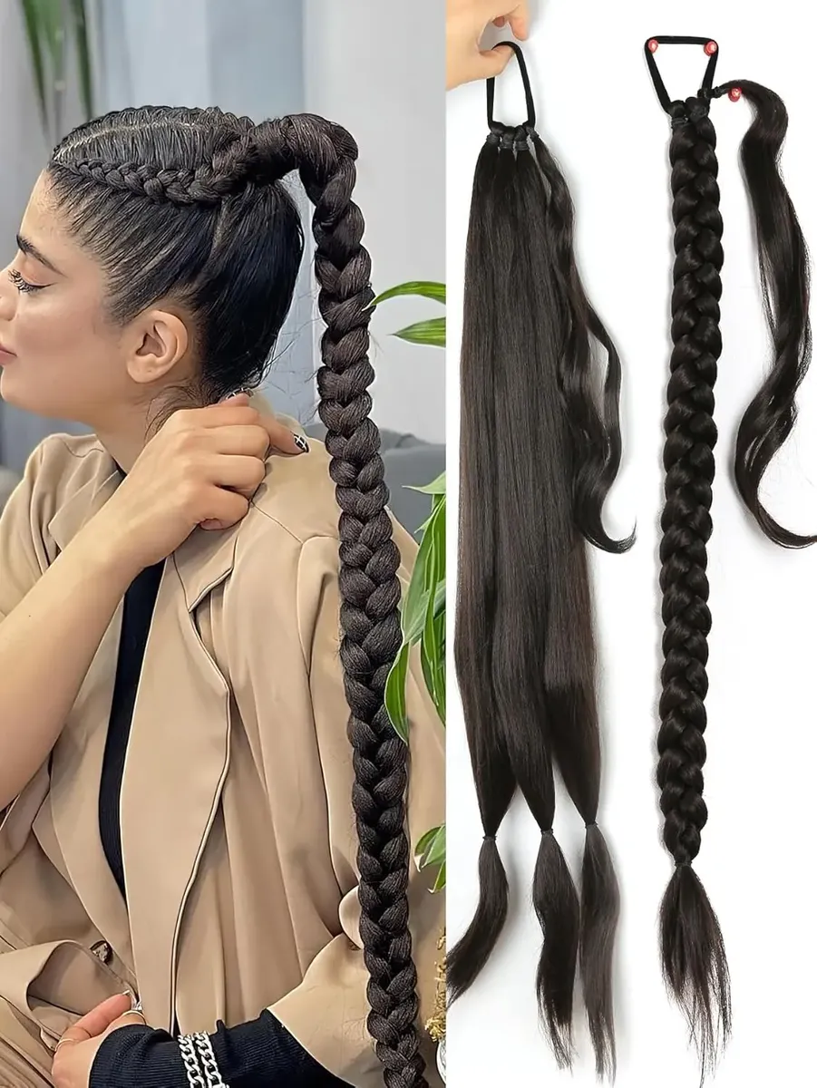 Extensión De Cabello Trenzado 3 En 1 Para Niñas Coleta 76cm