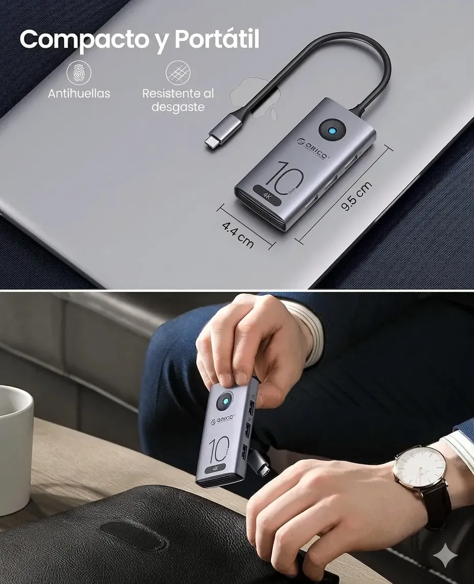Hub USB-C Orico De 10 Gbps Con HDMI 4K 100W PD Estación 6 En 1 Para Laptop - Imagen 7