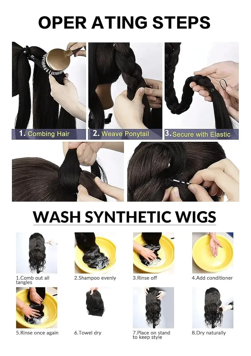 Extensión De Cabello Trenzado 3 En 1 Coleta Larga 76cm - Imagen 6