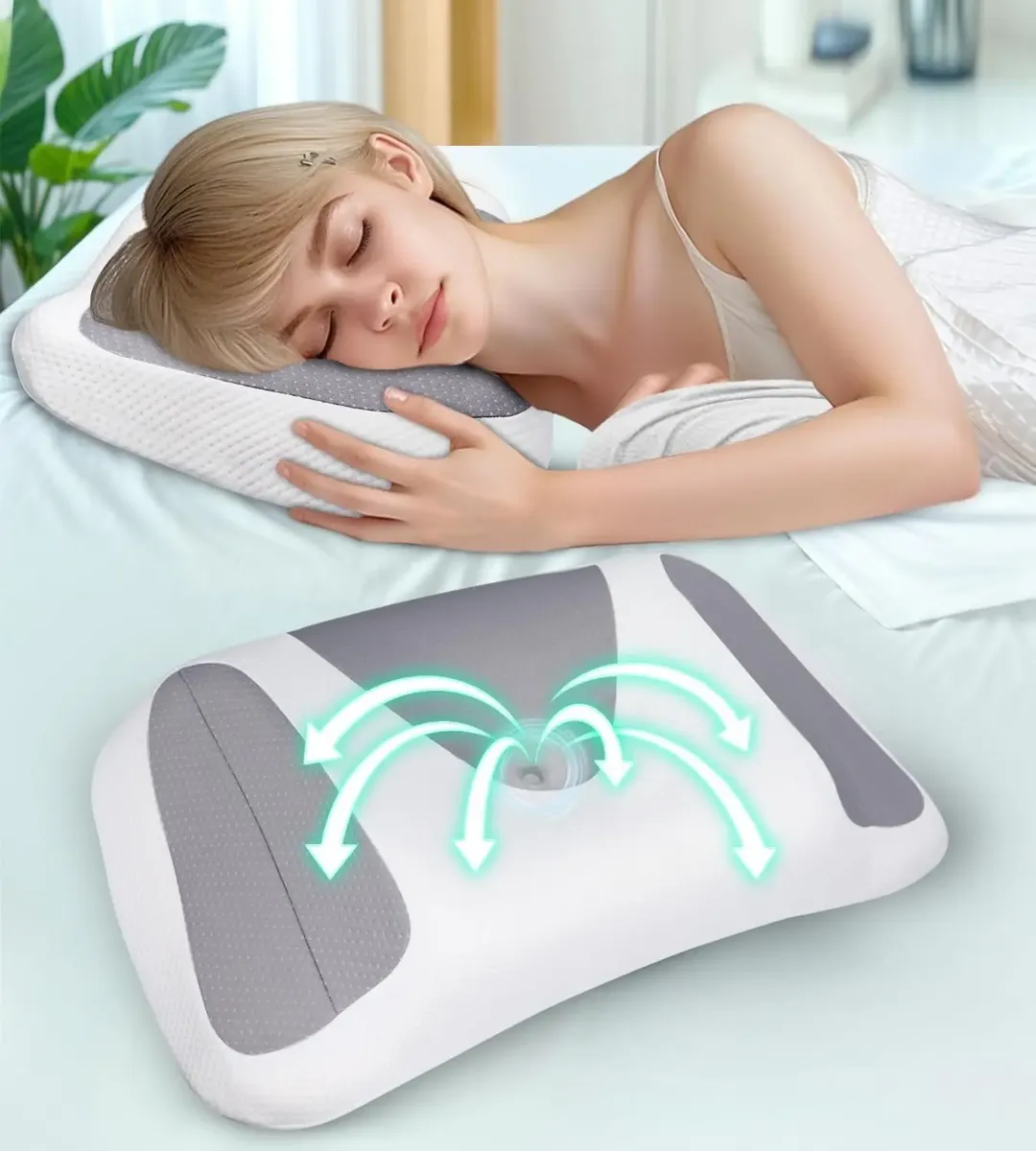 Almohada Ergonómica Cervical Para Soporte De Dolor De Cuello Blanco