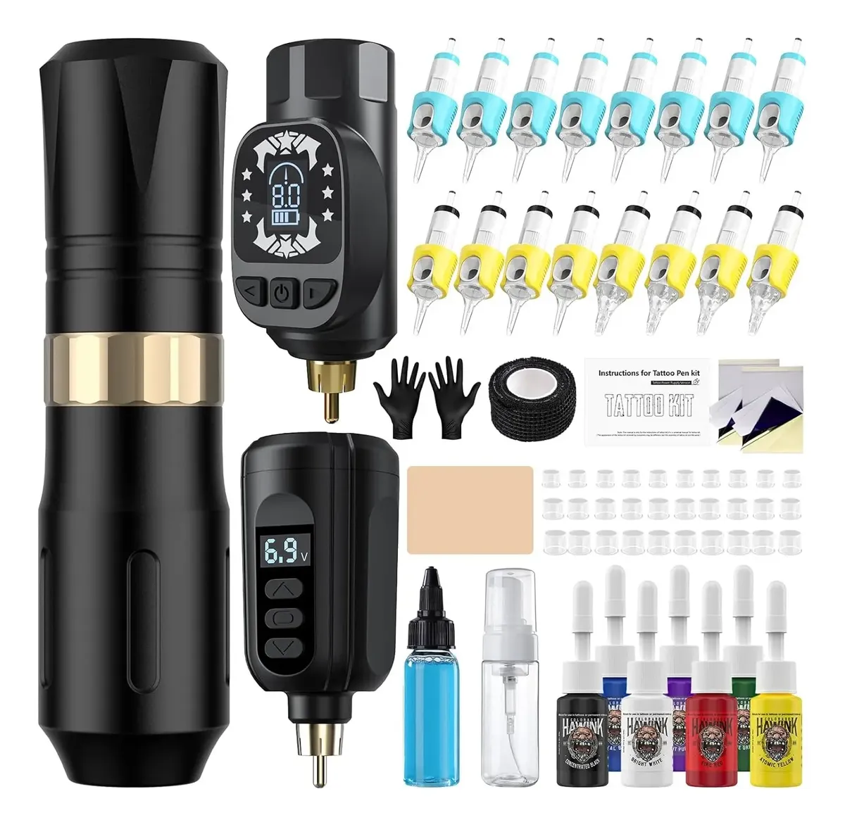 Kit De Pistola De Tatuaje Inalámbrica Pluma Con 2 Baterías