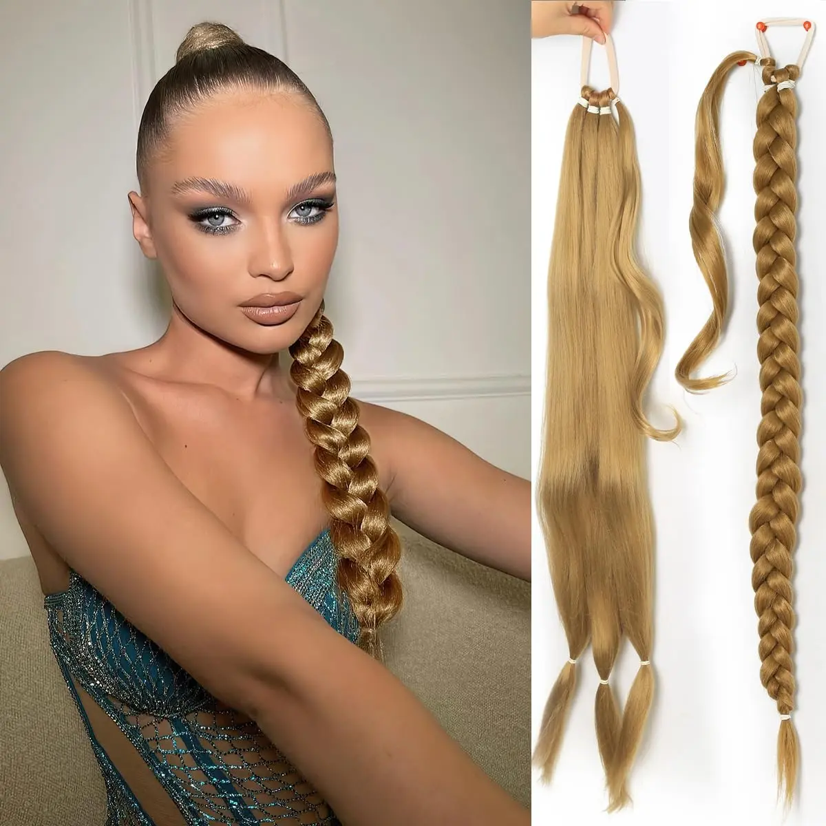 Extensión De Cabello Trenzado 3 En 1 Coleta Larga 76cm