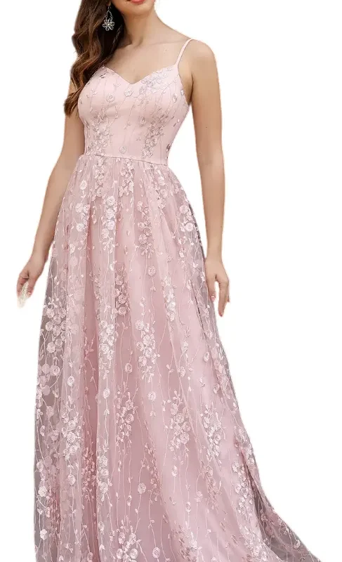 Vestido Maxi De Malla Para Mujer Con Bordado Cami Fluido