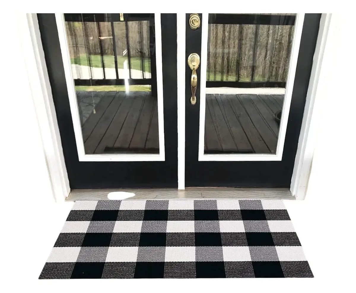 Alfombra De Cuadros de Algodón Lavable Para Exteriores 60x90cm - Levinis Buffalo Check
